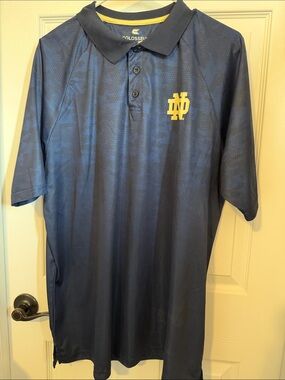 Colosseum Men's Navy Polo with Yellow ND Crest